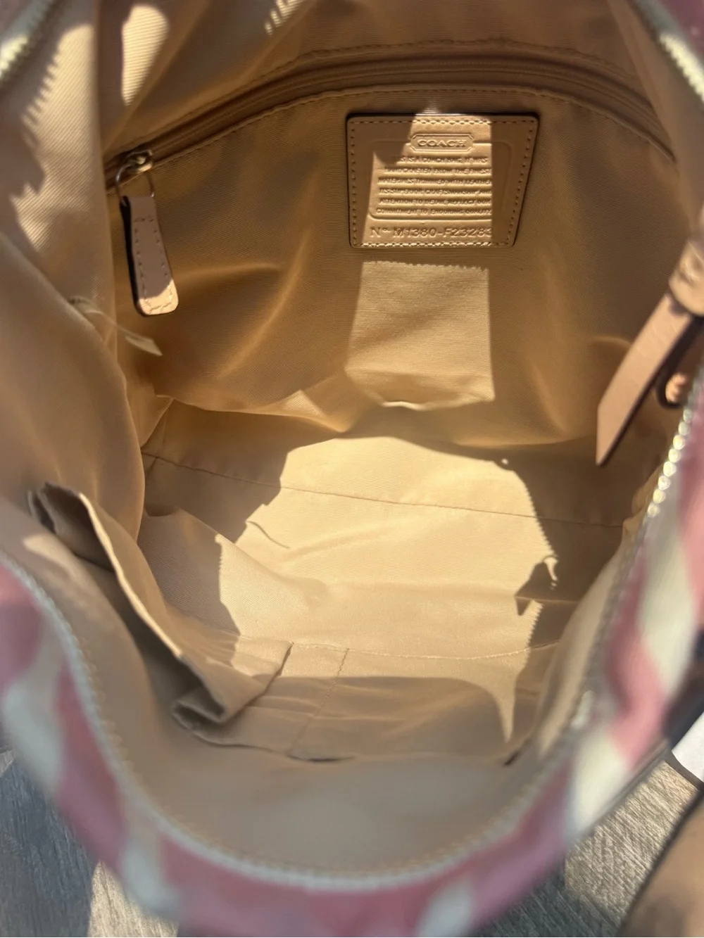 EUC Coach Zebra Print Canvas Tote Pink and Cream Vintage Bag